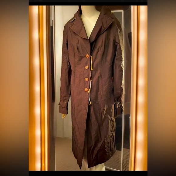 HAZEL Spring Linen Trench Coat. Anthropologie Over Coat. - Picture 3 of 11